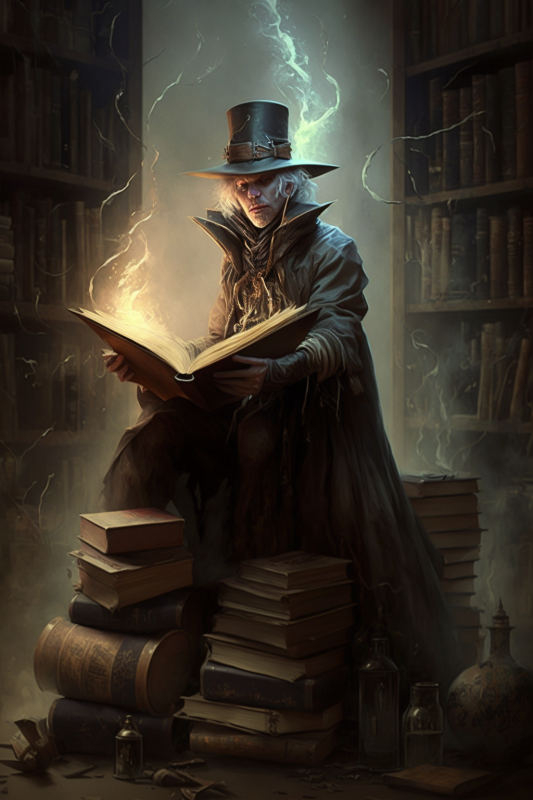 Mage learns from books